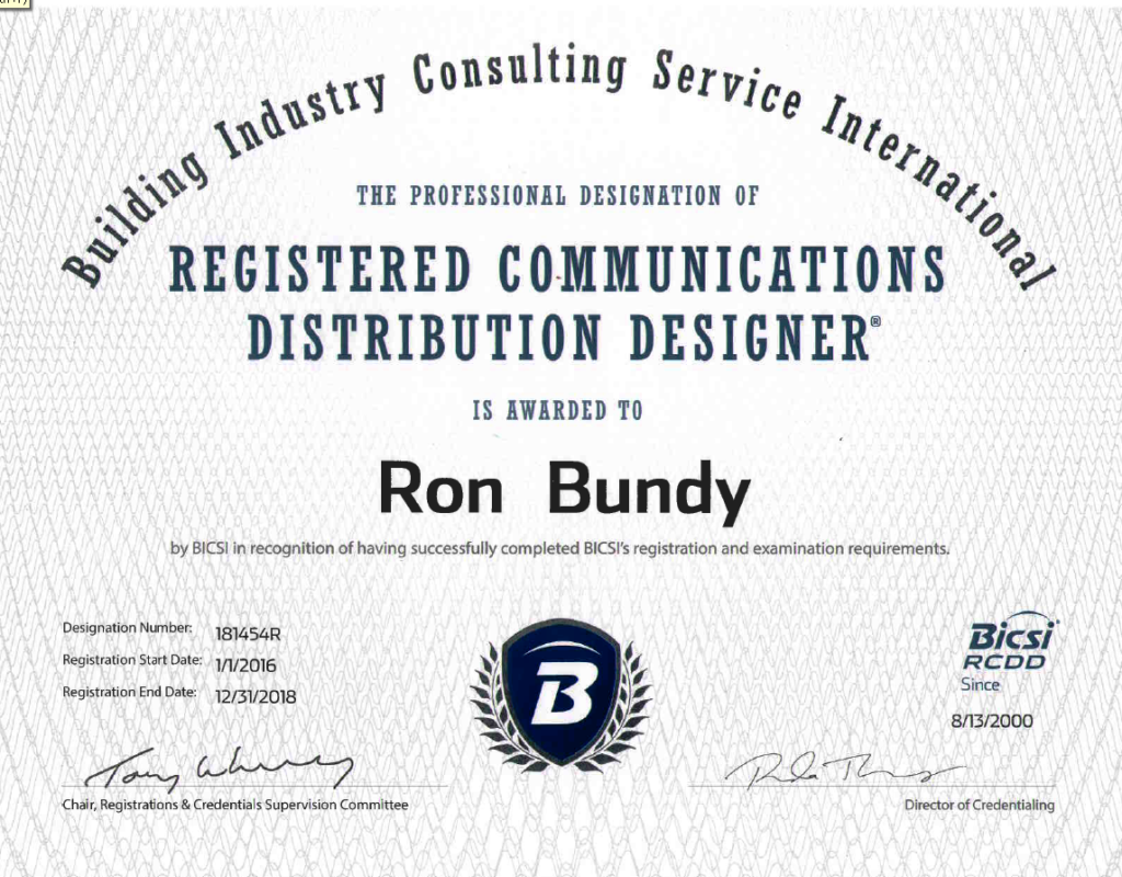 registered communications distribution designer ron bundy